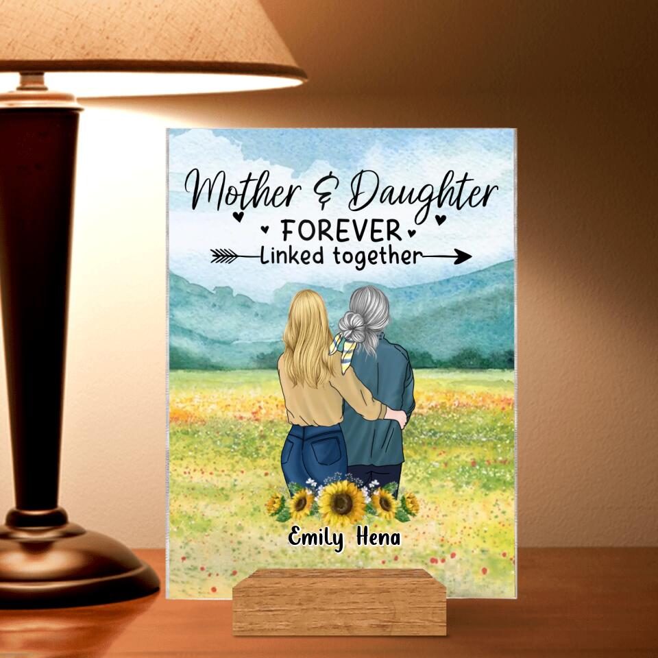 Personalized Mom & Daughter Acrylic Plaque - Mother's Day Gift Idea From Daughter - Mother & Daughter Forever Linked Together