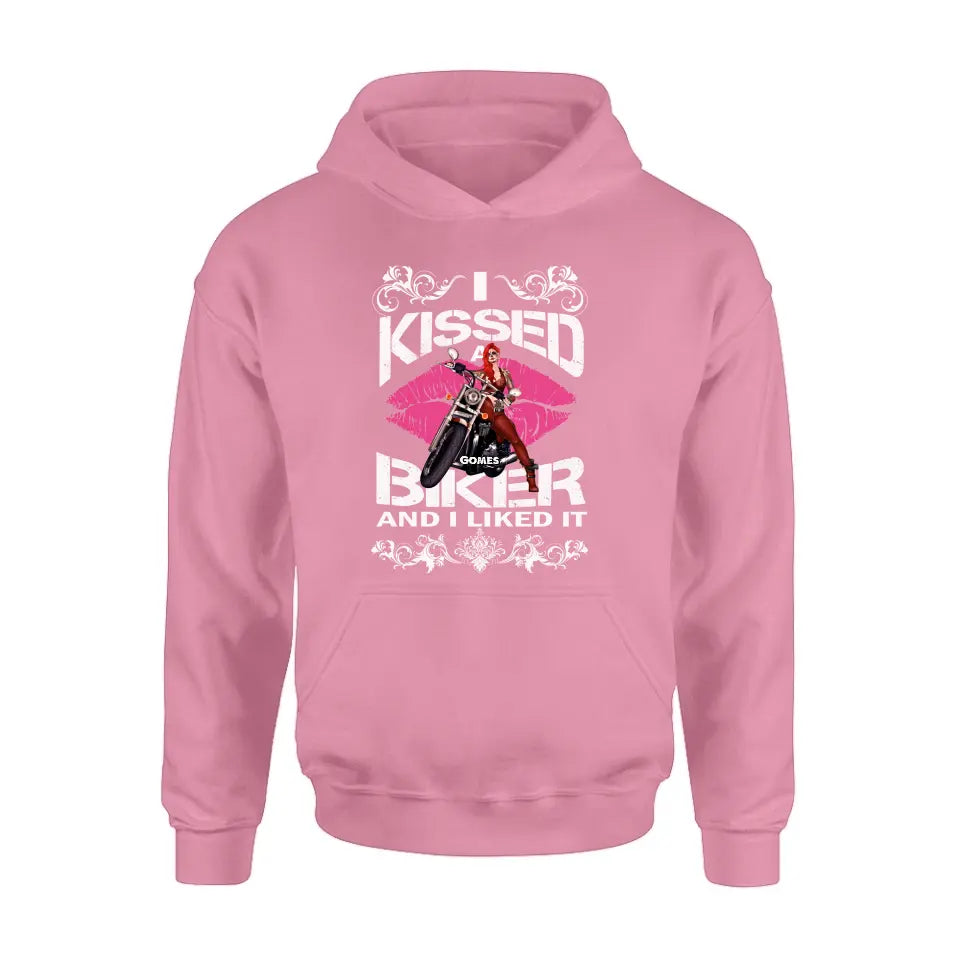 Personalized Biker Shirt/Hoodie - Gift Idea For Biker/Motorcycle Lovers - I Kissed A Biker And I Liked It