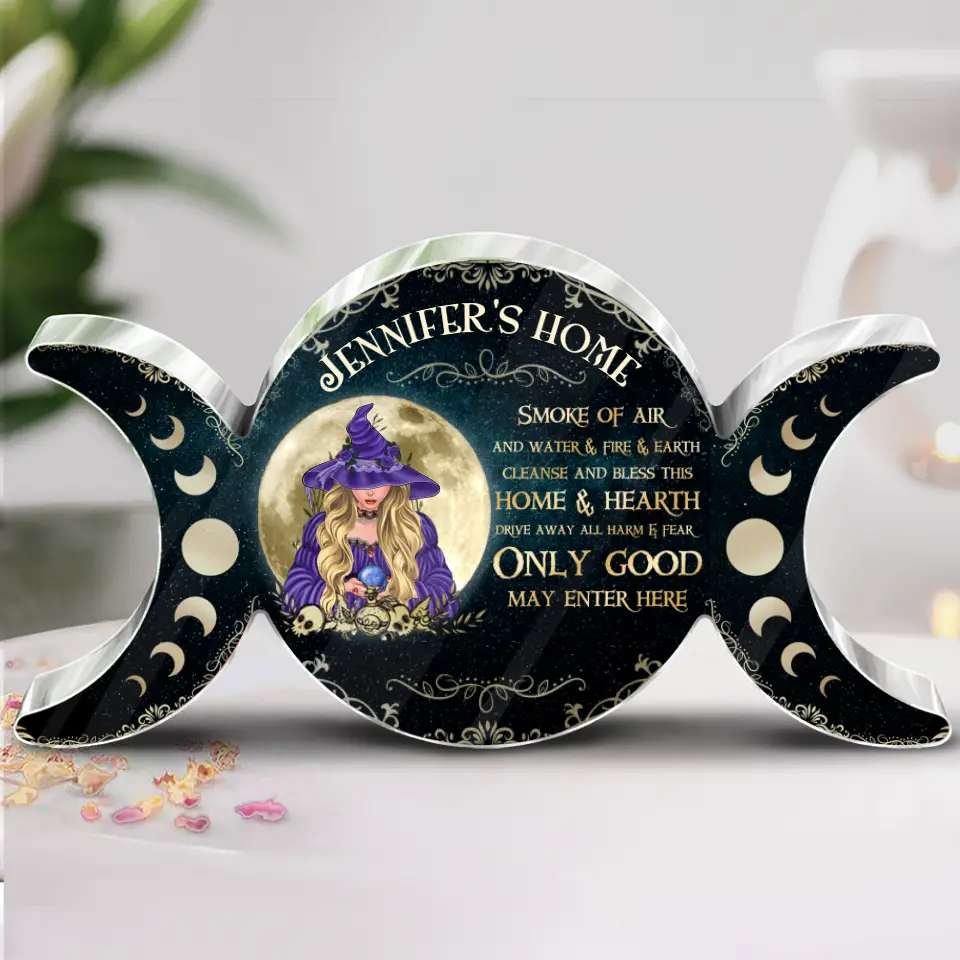 Personalized Witch Acrylic Plaque - Halloween Gift Idea For Friend/Wiccan Decor/Pagan Decor - Only Good May Enter Here