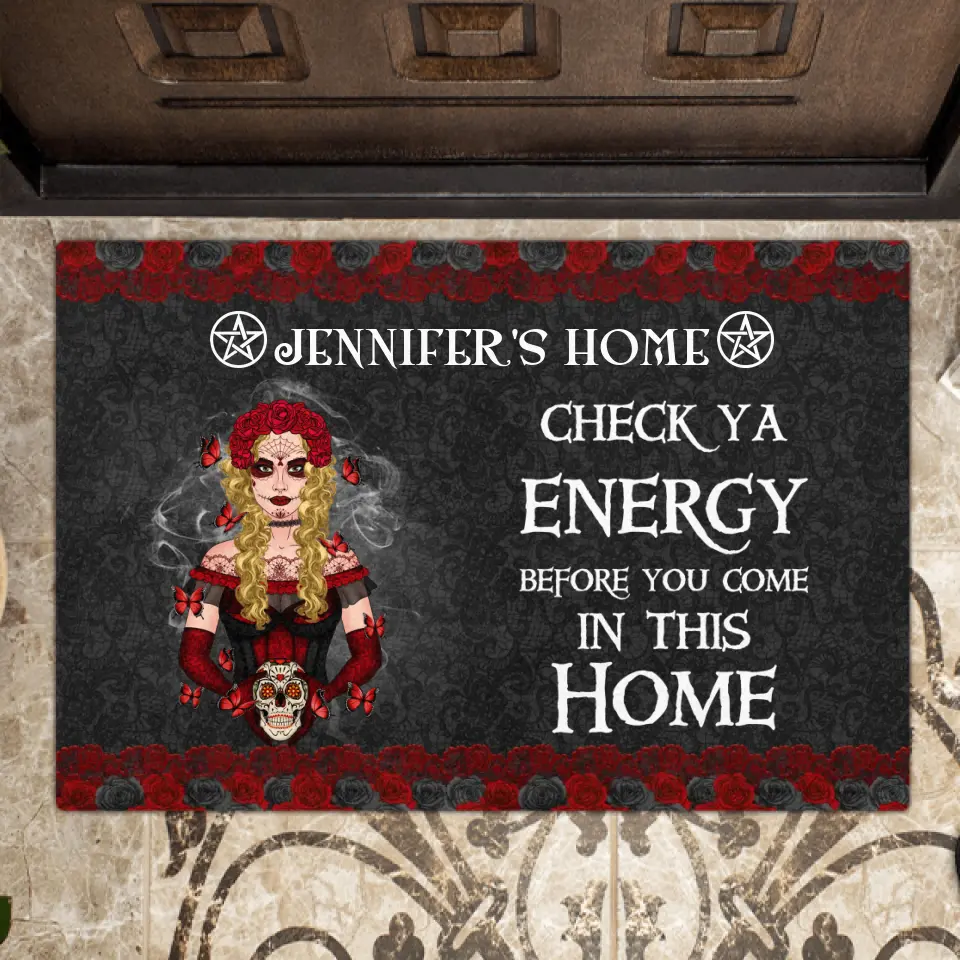Personalized Witch Doormat - Gift Idea For Halloween/Witch Lovers - Check Ya Energy Before You Come In This Home