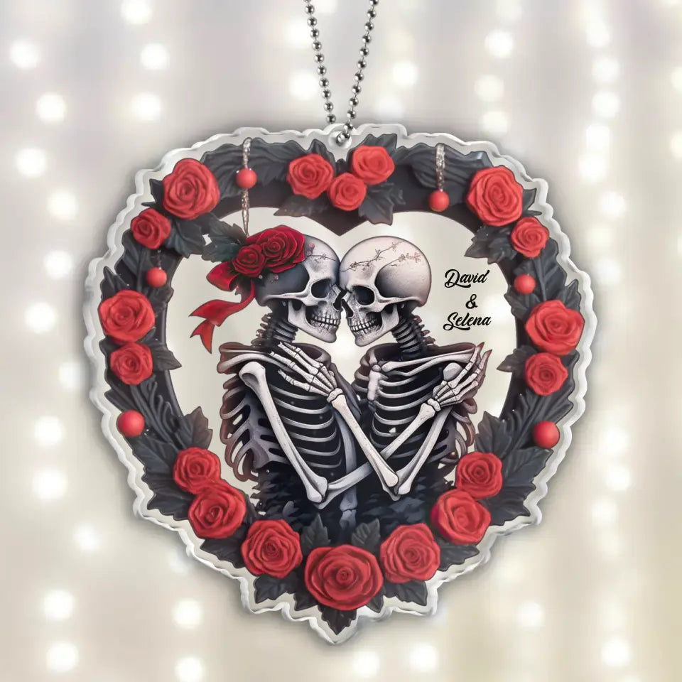 Personalized Christmas Acrylic Ornament - Skull Couple - Gift Idea For Halloween/Couple/Gift For Her/Gift For Him