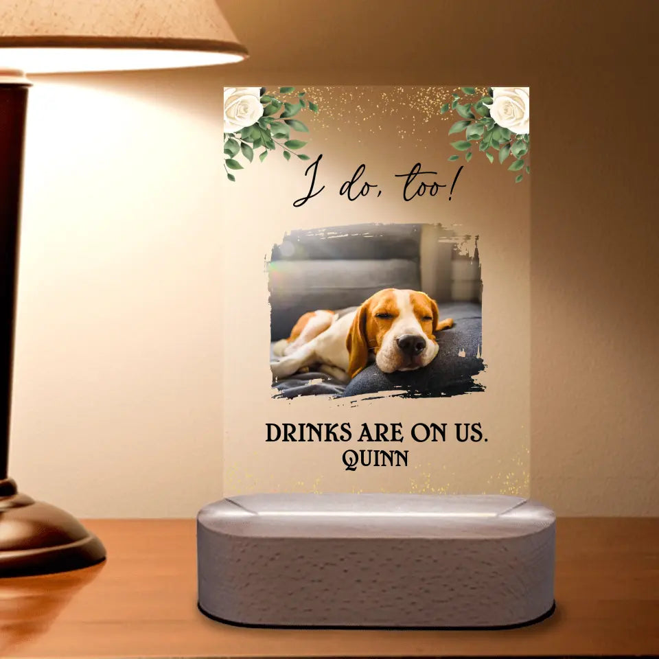 Personalized Photo Acrylic Photo Panel with Lighted Stand - Up to 3 Photos - Wedding Gift Idea for Pet Owners - I Do Too
