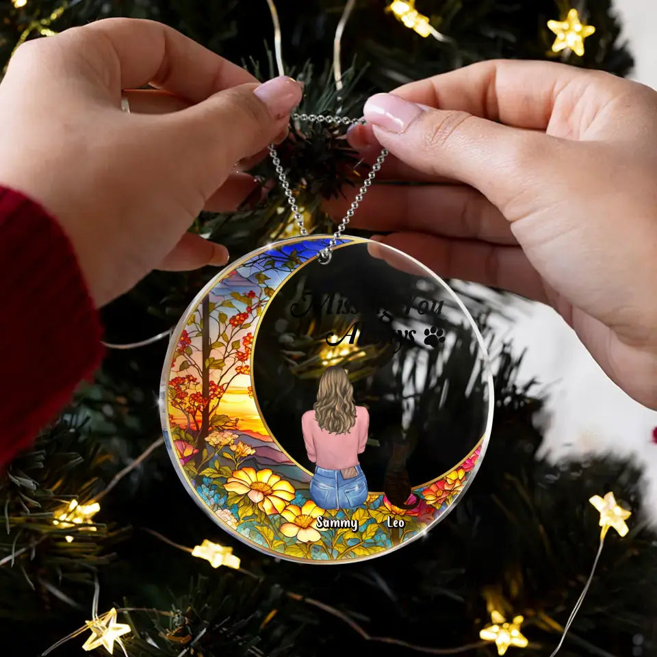 Personalized Memorial Pet Circle Acrylic Ornament - Up to 3 Pets - Memorial Gift Idea For Dog/Cat/Rabbit Owners - Missing You Always