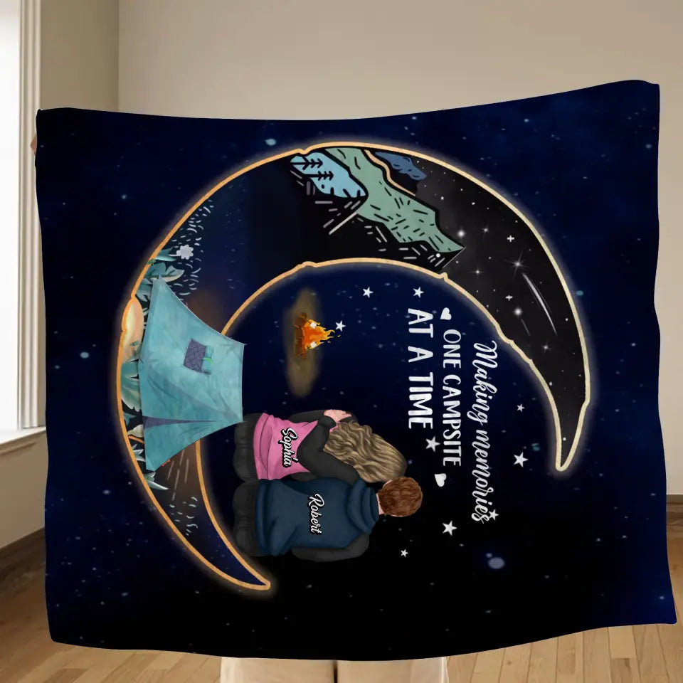 Personalized Couple Fleece Throw Blanket/Quilt - Gift Idea For Him/Her/Couple - Making Memories One Campsite At A Time