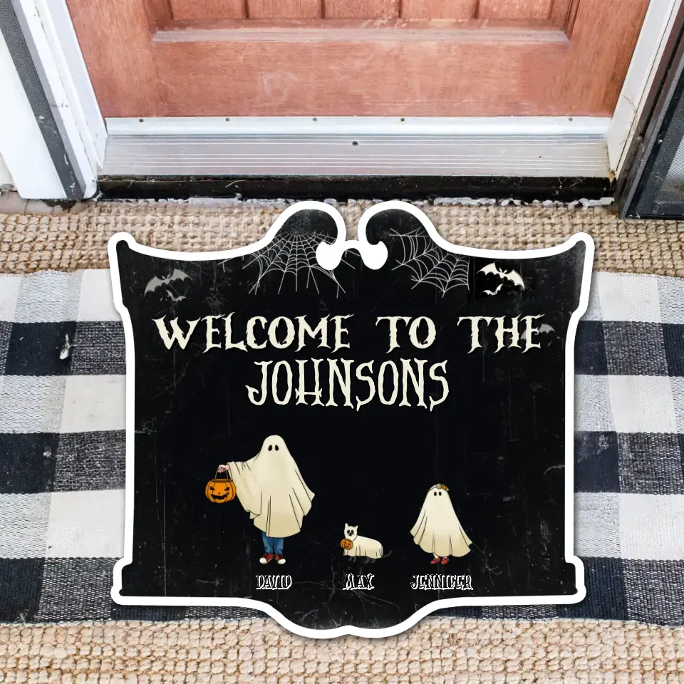 Personalized Family Ghosts Doormat - Up to 6 People - Halloween Gift Idea for Family