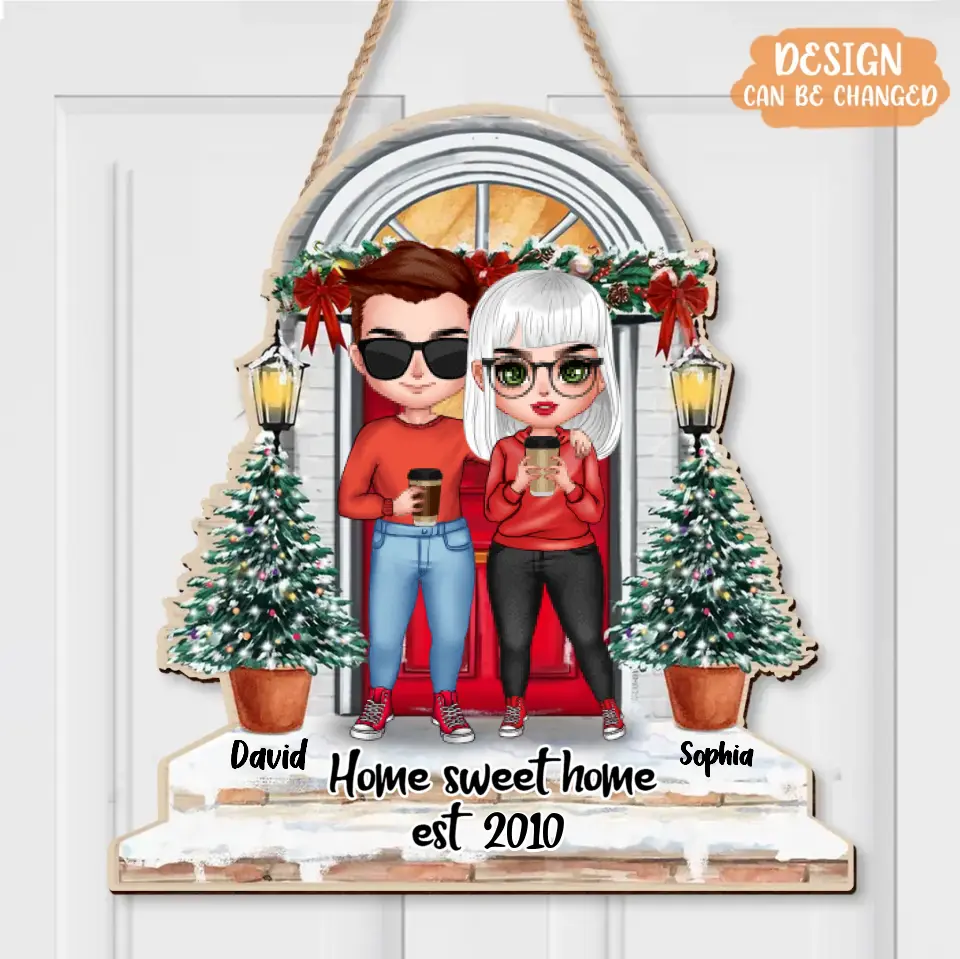 Personalized Couple Wooden Sign - Christmas Gift Idea for Couple - Home Sweet Home