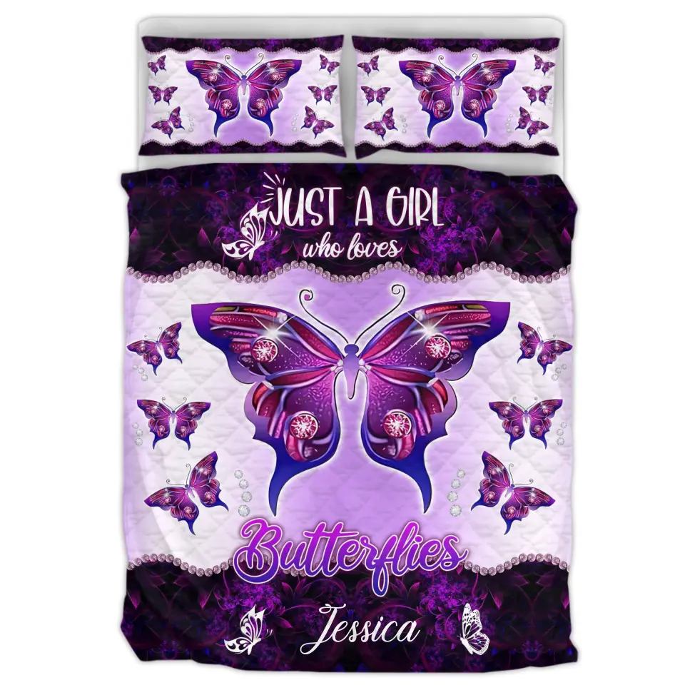 Personalized Butterfly Quilt Bed Sets - Best Gift Idea - Just A Girl Who Loves Butterflies