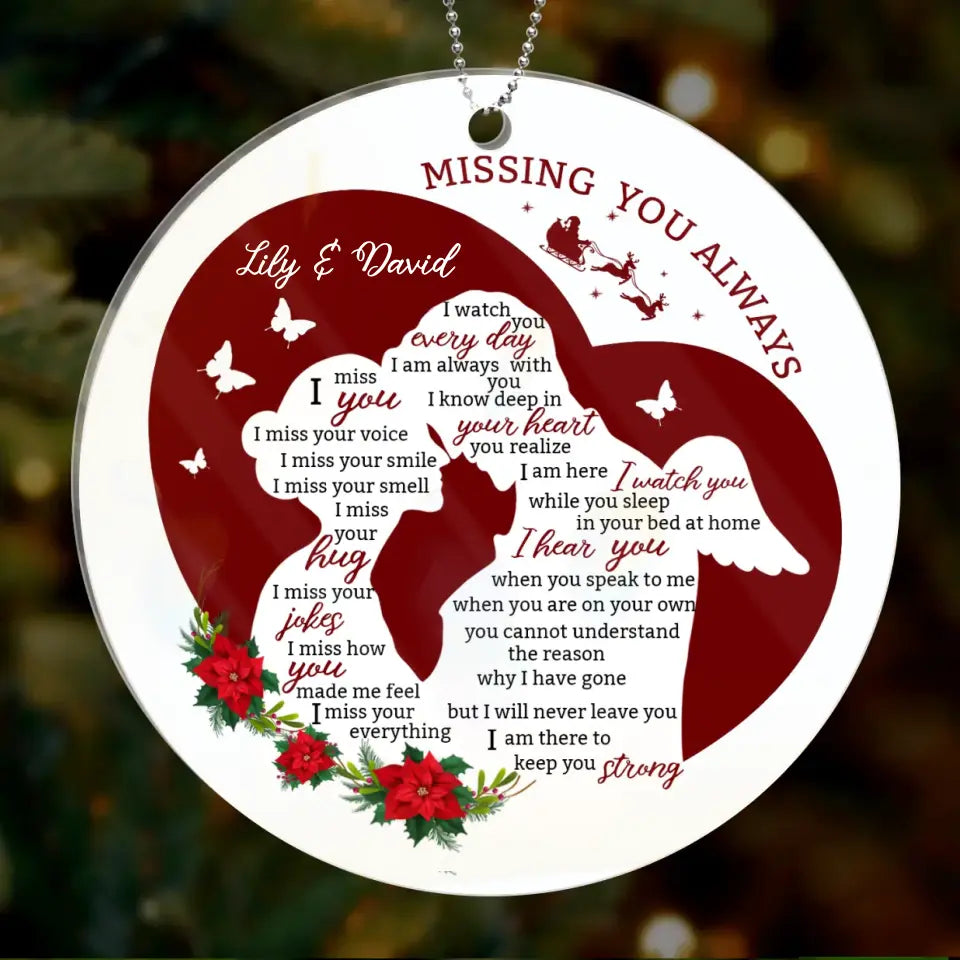 Personalized Couple Circle Acrylic Ornament - Memorial Gift Idea For Couple - Missing You Always