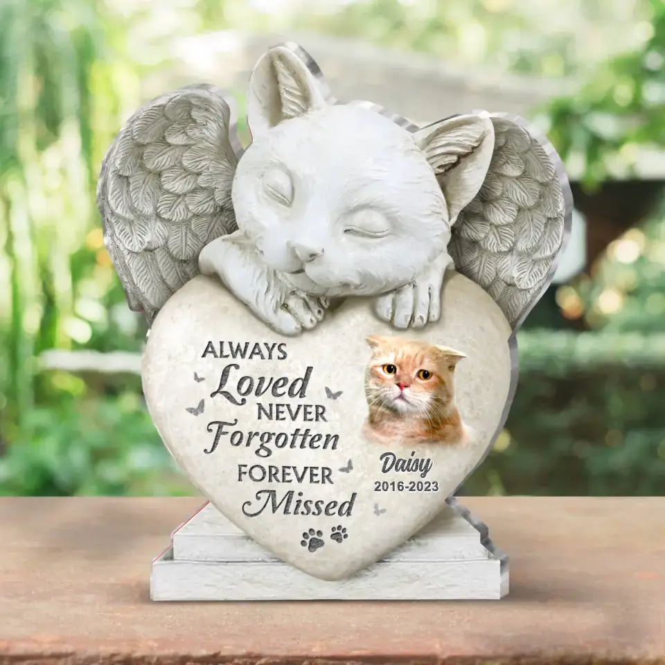 Personalized Cat Memorial Angel With Wings Acrylic Plaque - Memorial Gift Idea For Christmas/Cat Owner - Upload Photo