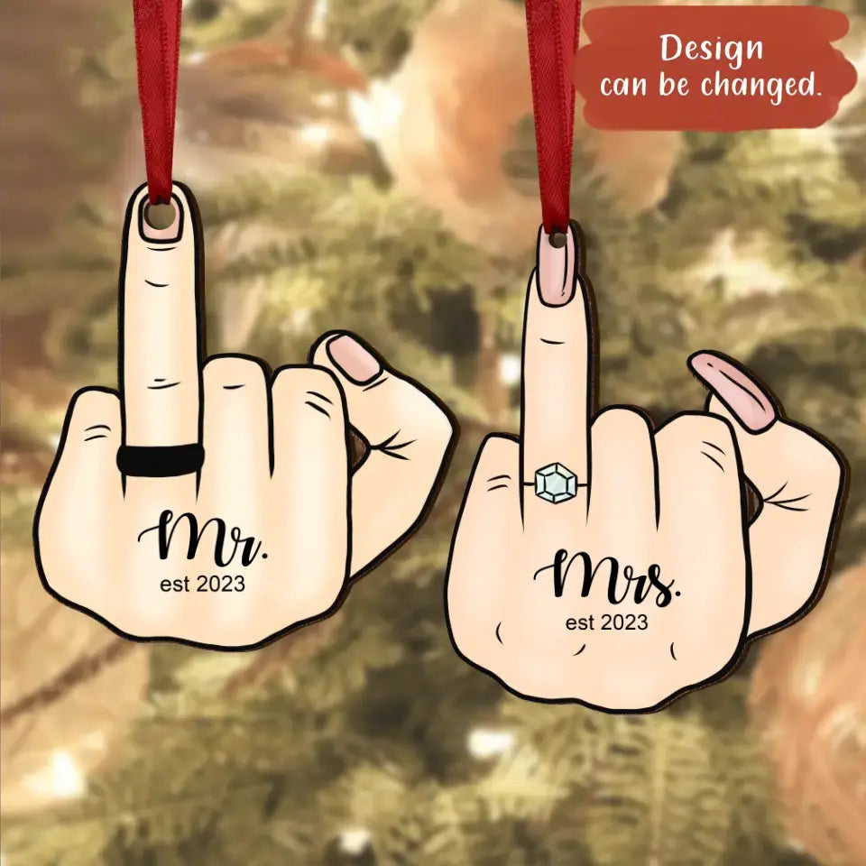 Personalized Couple Wooden Ornament Set - Christmas/Funny Gift Idea for Couple/Him/Her