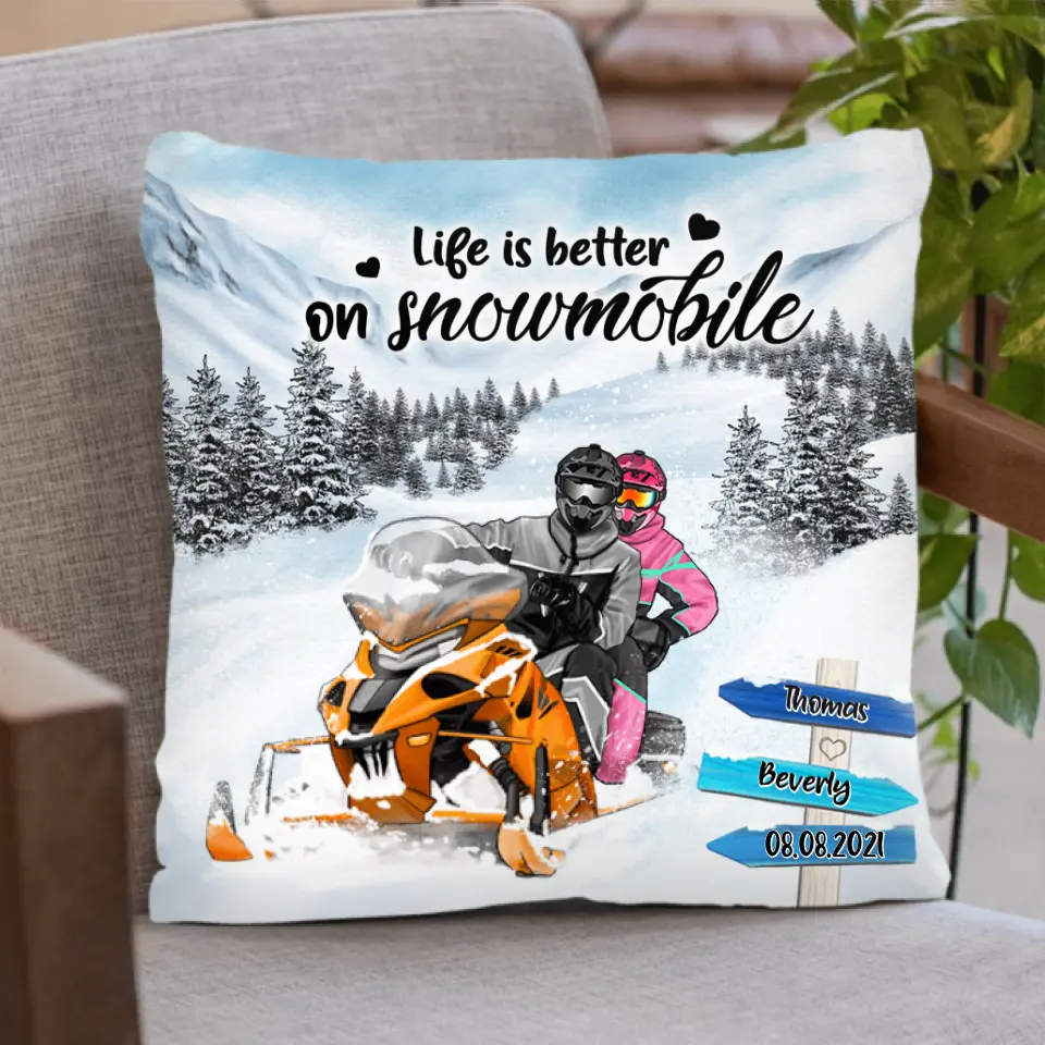 Personalized Snowmobile Quilt/Fleece Blanket/Pillow Cover - Best Gift For Couple - Life Is Better On Snowmobile