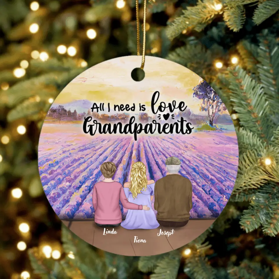 Personalized Grandparents Ornament - Up to 4 Pets - Best Gift From Grandkids To Grandparents - Grandparent's Love Will Never Grow Old - D8FYGD