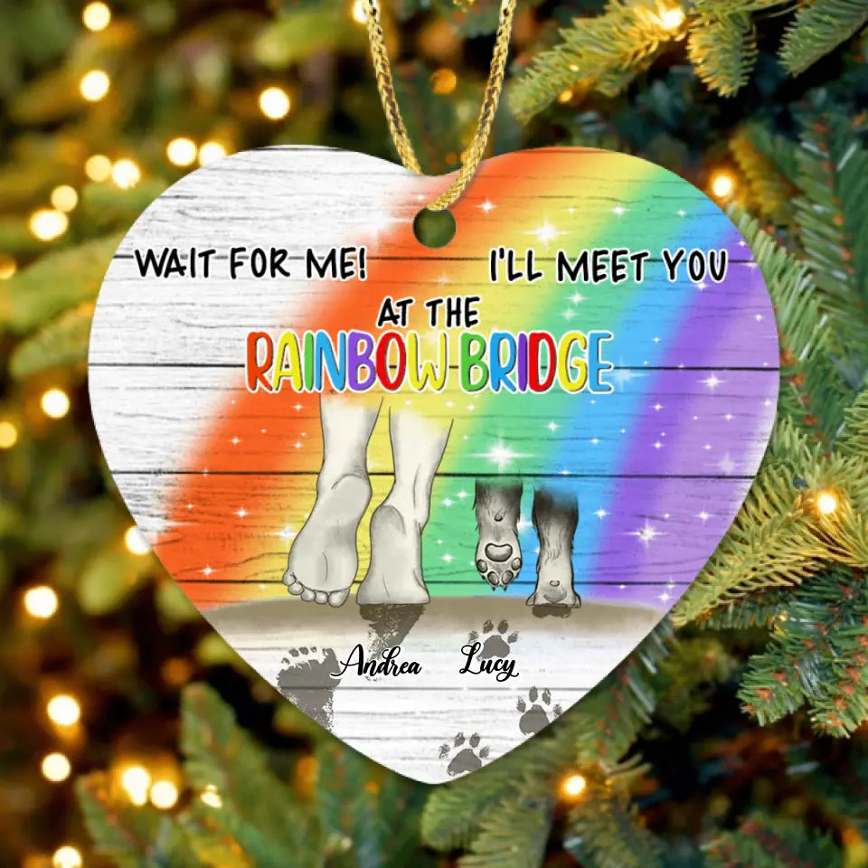 Personalized Dog's Paws Ornament - Best Gift Idea For Dog Lovers - Wish The Rainbow Bridge Has Visiting Hours