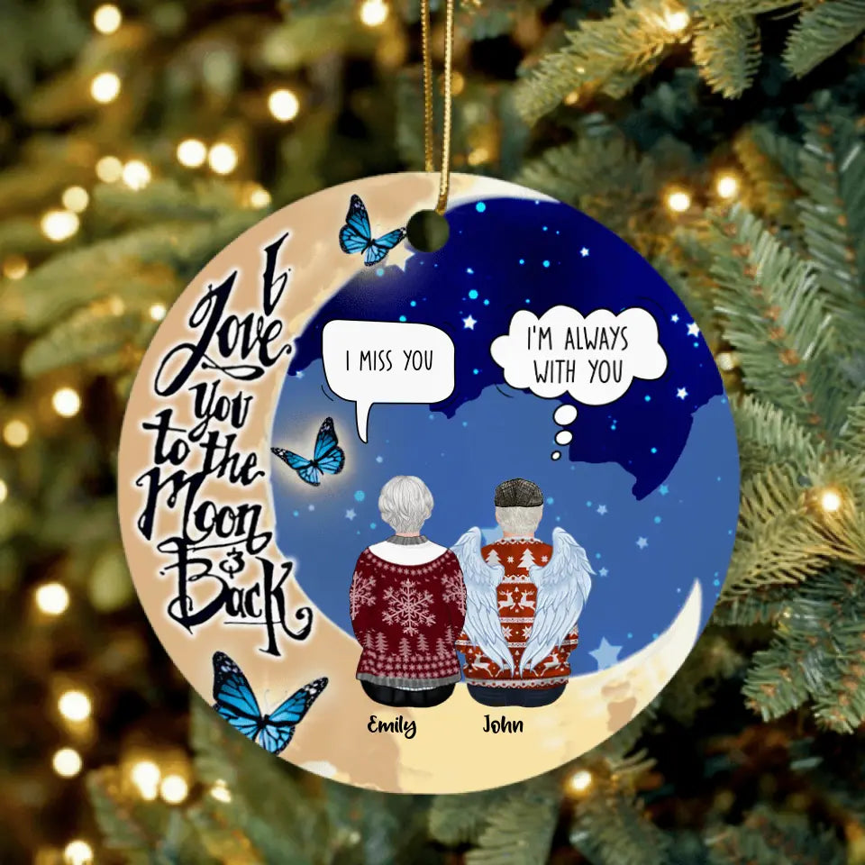 Personalized Family Memorial Ornament - I Love You To The Moon And Back