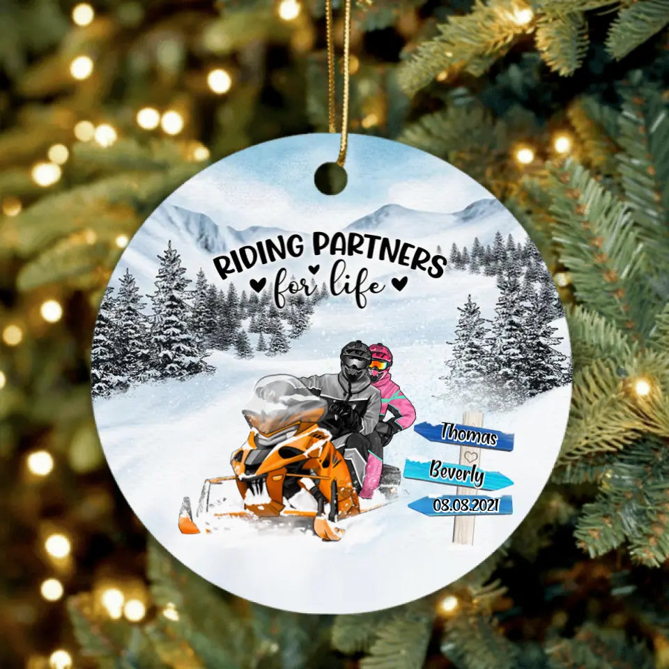 Personalized Snowmobile Ornament - Best Gift For Couple - Riding Partners For Life