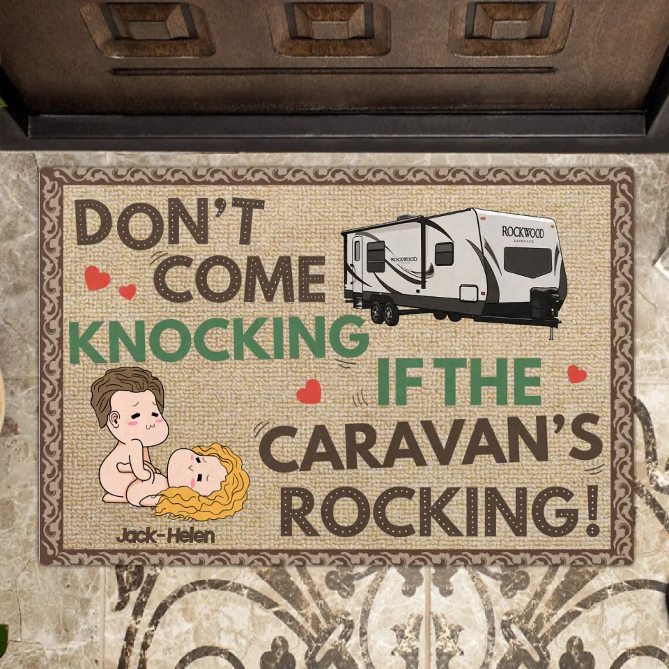 Personalized Couple Doormat - Best Gift Idea For Couple/Camping Lovers - Don't Come Knocking If The Caravan's Rocking