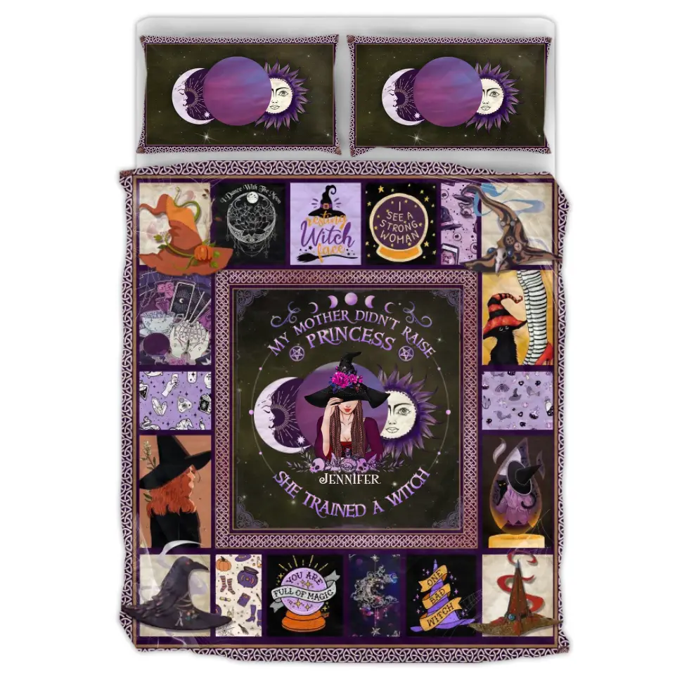 Personalized Witch Quilt Bed Sets - Halloween Gift Idea For Witch Lovers - She Trained A Witch