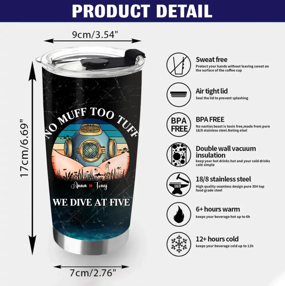 Personalized Funny Couple Tumbler - Gift Idea For Couple/Him/Her/Valentine's Day - No Muff Too Tuff
