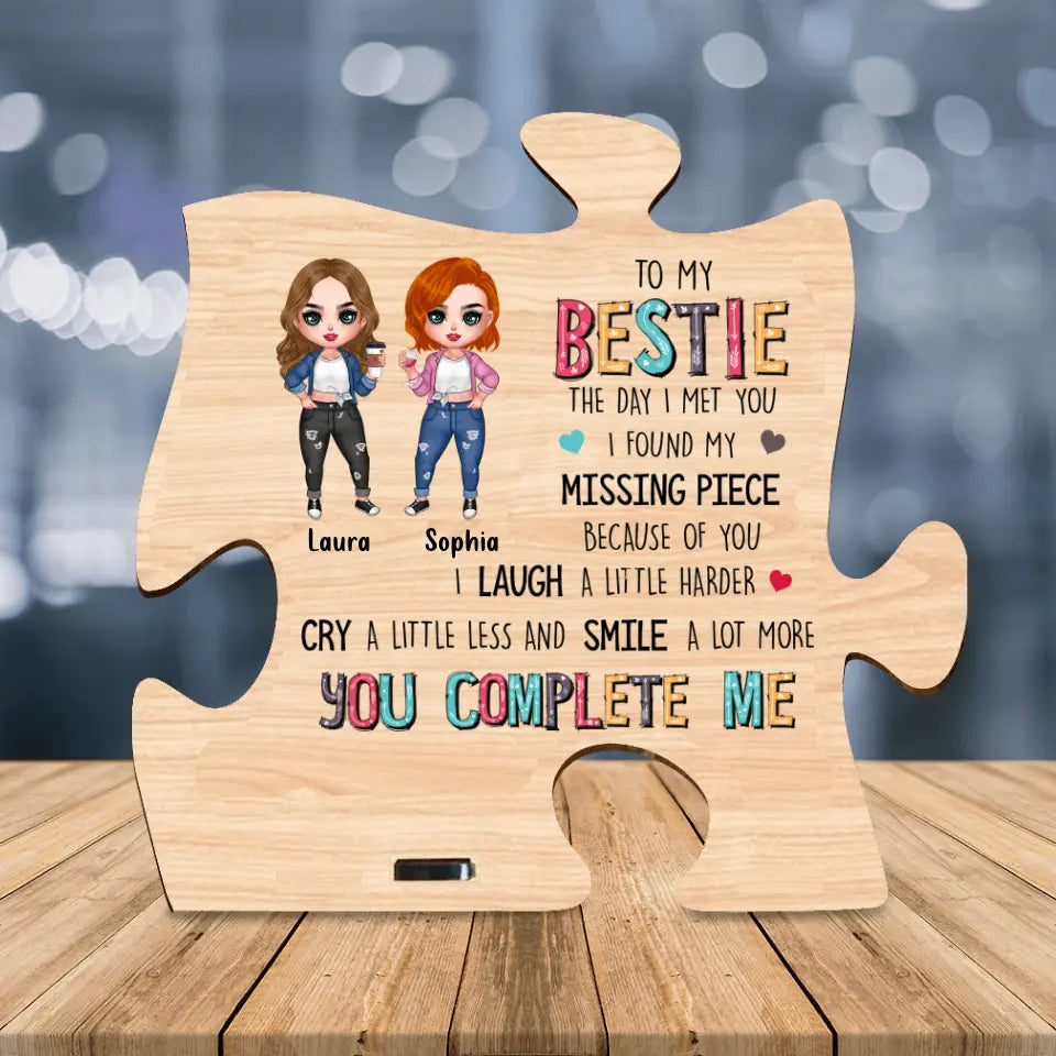 Personalized Besties Wooden Puzzle Plaque - Up to 5 Besties - Best Gift For Friends/Bestie