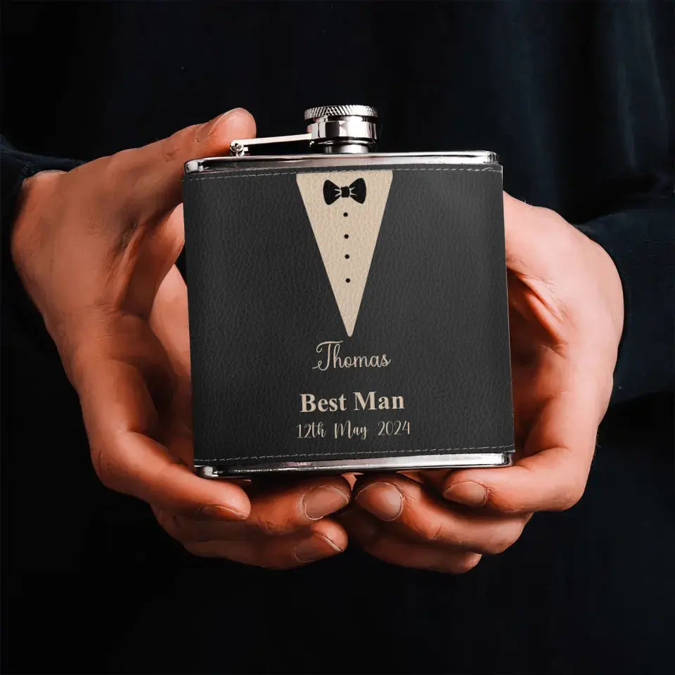Personalized Wedding Leather Flask - Wedding Gift Idea for Groom - Dressed Up To Get Messed Up