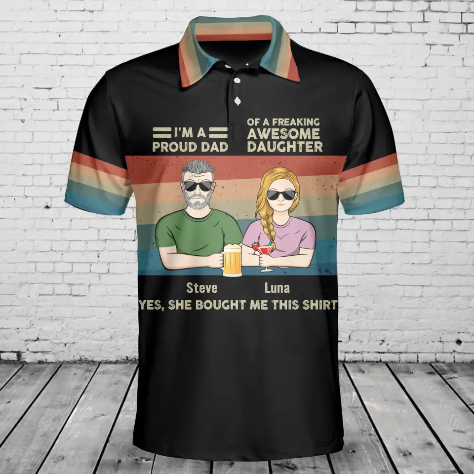 Personalized Dad Polo Shirt - Father's Day Gift Idea for Dad - I'm A Proud Dad