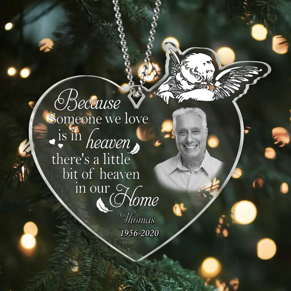 Personalized Memorial Photo Acrylic Ornament - Memorial Gift Idea For Family - Your Wings Were Ready But My Heart Was Not