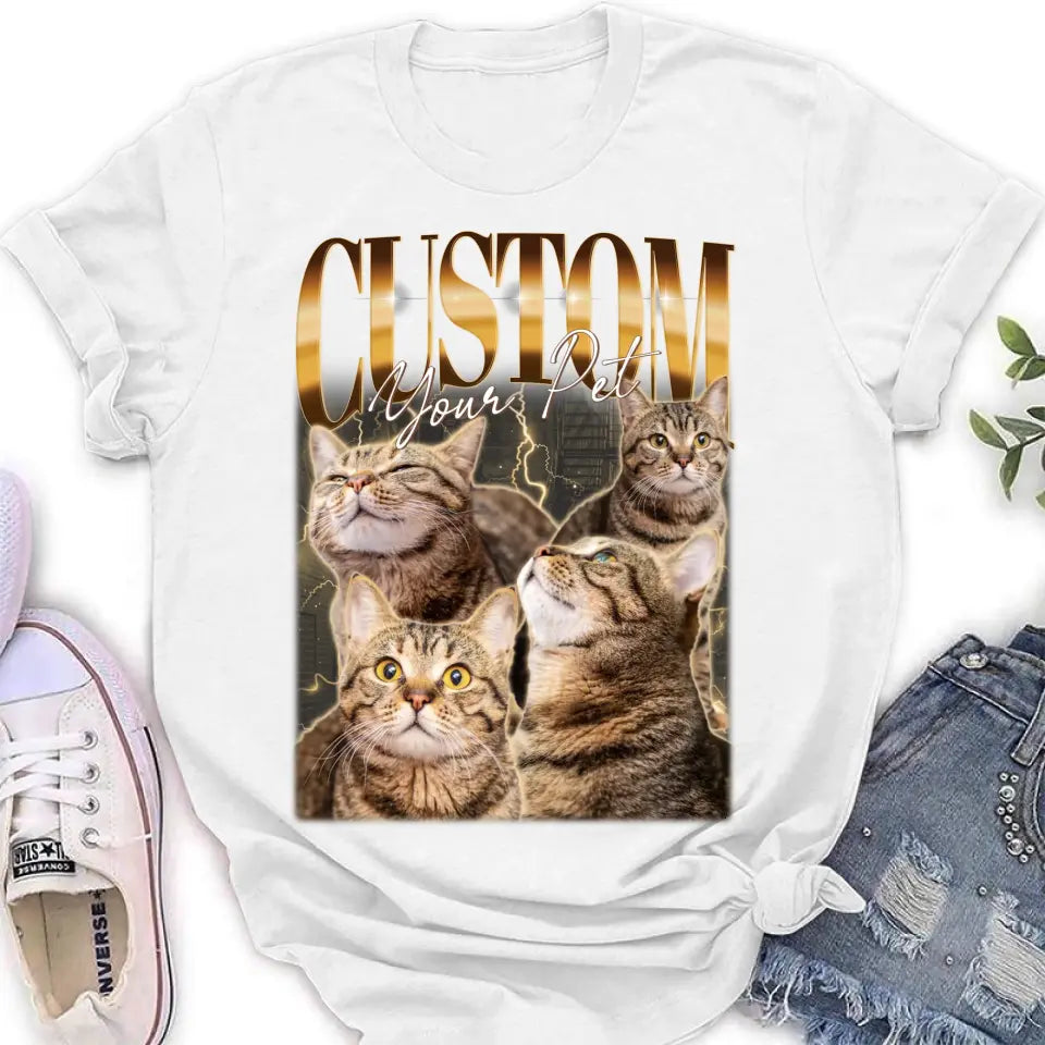 Personalized Retro Vintage Hiphop Wear Custom Pet Photo T-shirt - Gift Idea For Pet Lover