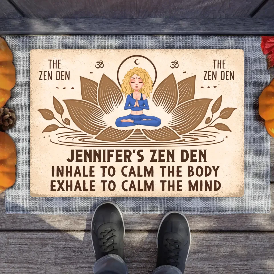 Personalized Yoga Doormat - The Zen Den - Gift Idea For Yoga Lover/Friend