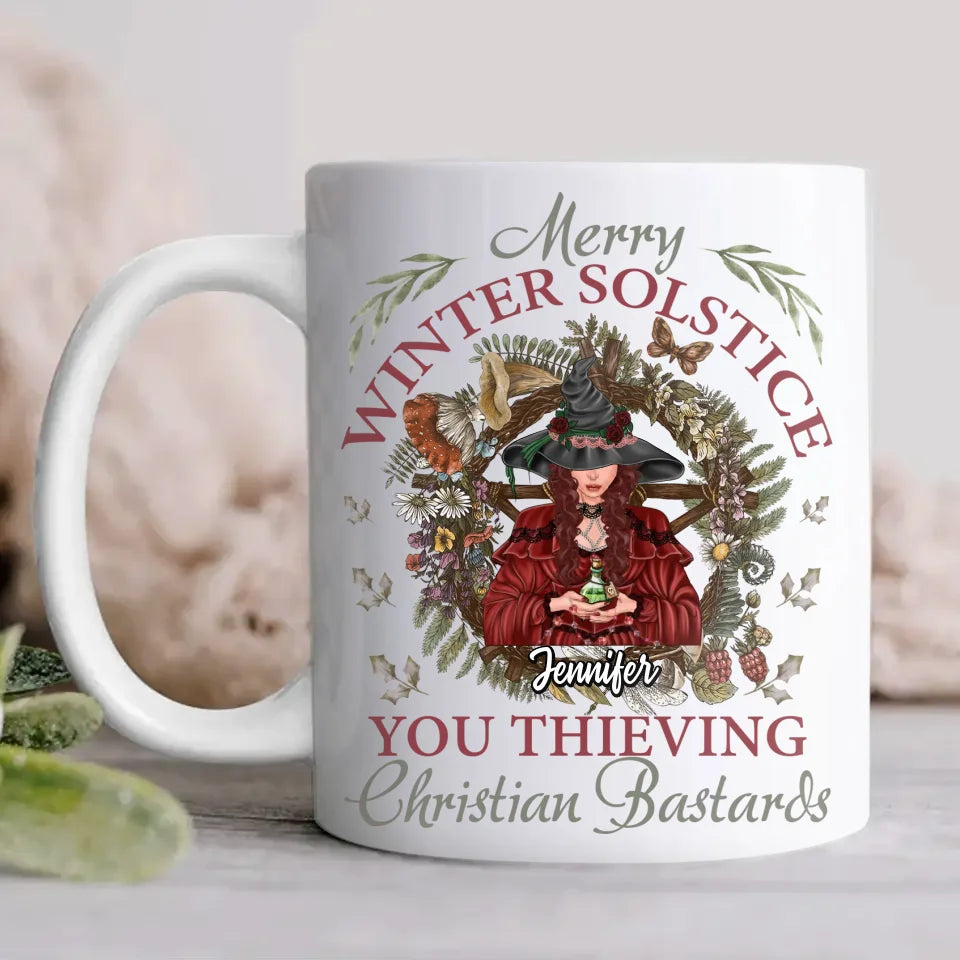 Personalized Winter Solstice Witch Coffee Mug - Gift Idea For Witches - You Thieving Christian Bastards
