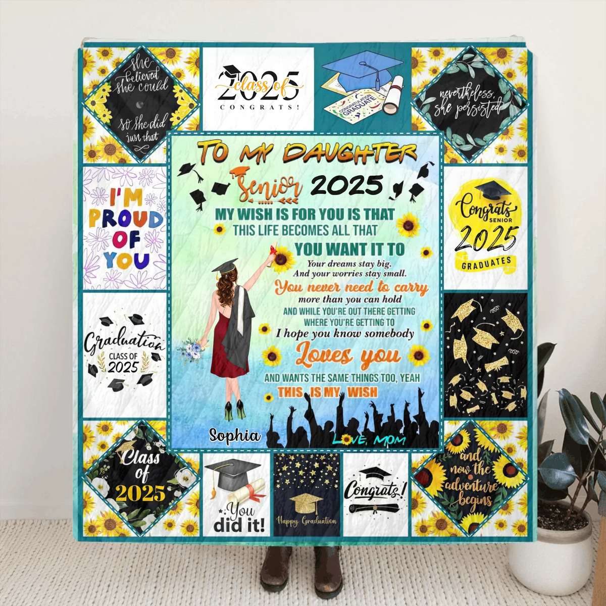 Personalized Graduation Blanket - Graduation Gift Idea For Daughter - I Hope You Know Somebody Loves You