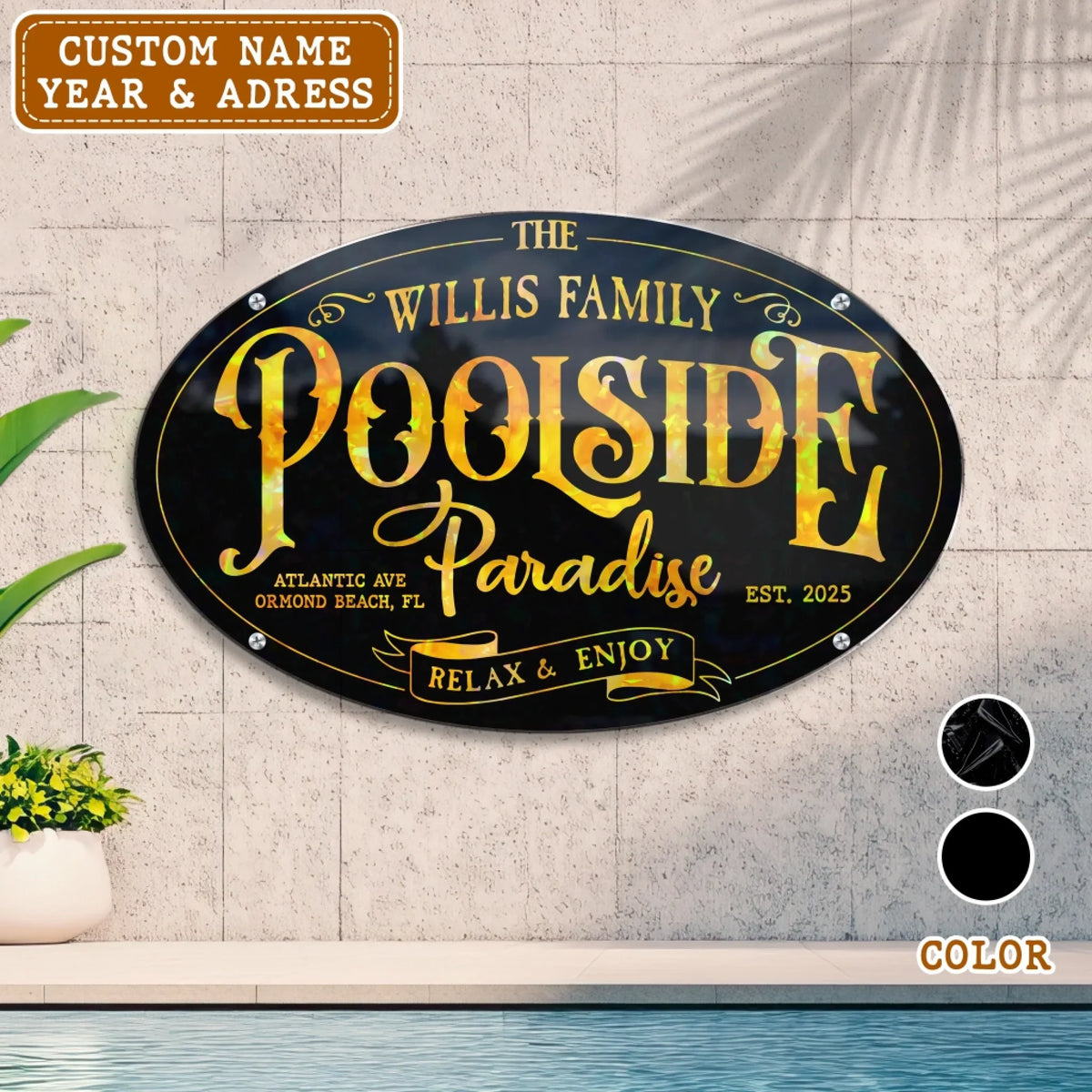 Personalized Family Poolside Paradise Acrylic Suncatcher - Summer Gift Idea - Relax & Enjoy