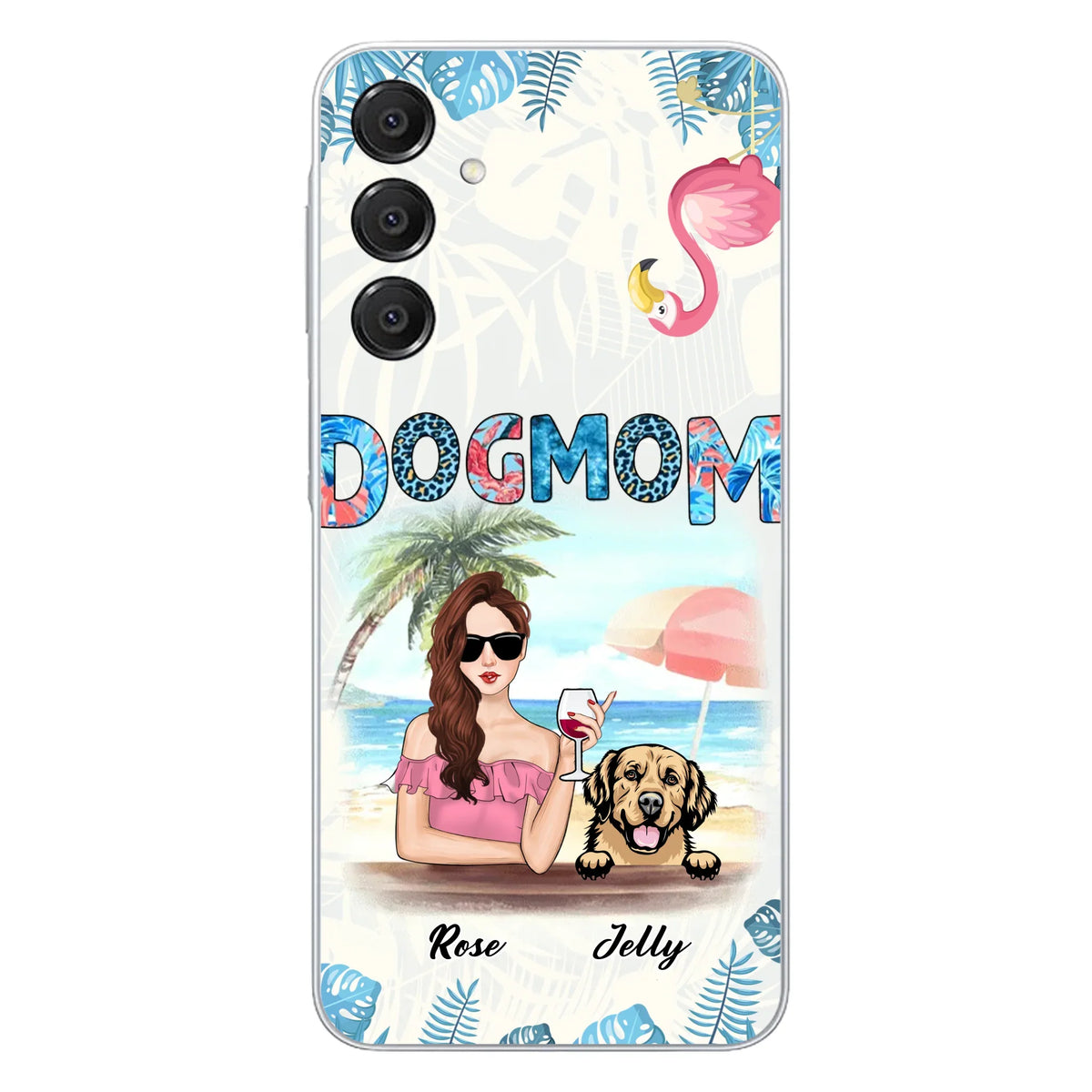 Custom Personalized Dog Mom Summer Patterned Phone Case - Upto 4 Dogs - Gift Idea For Dog Mom - Case For iPhone And Samsung