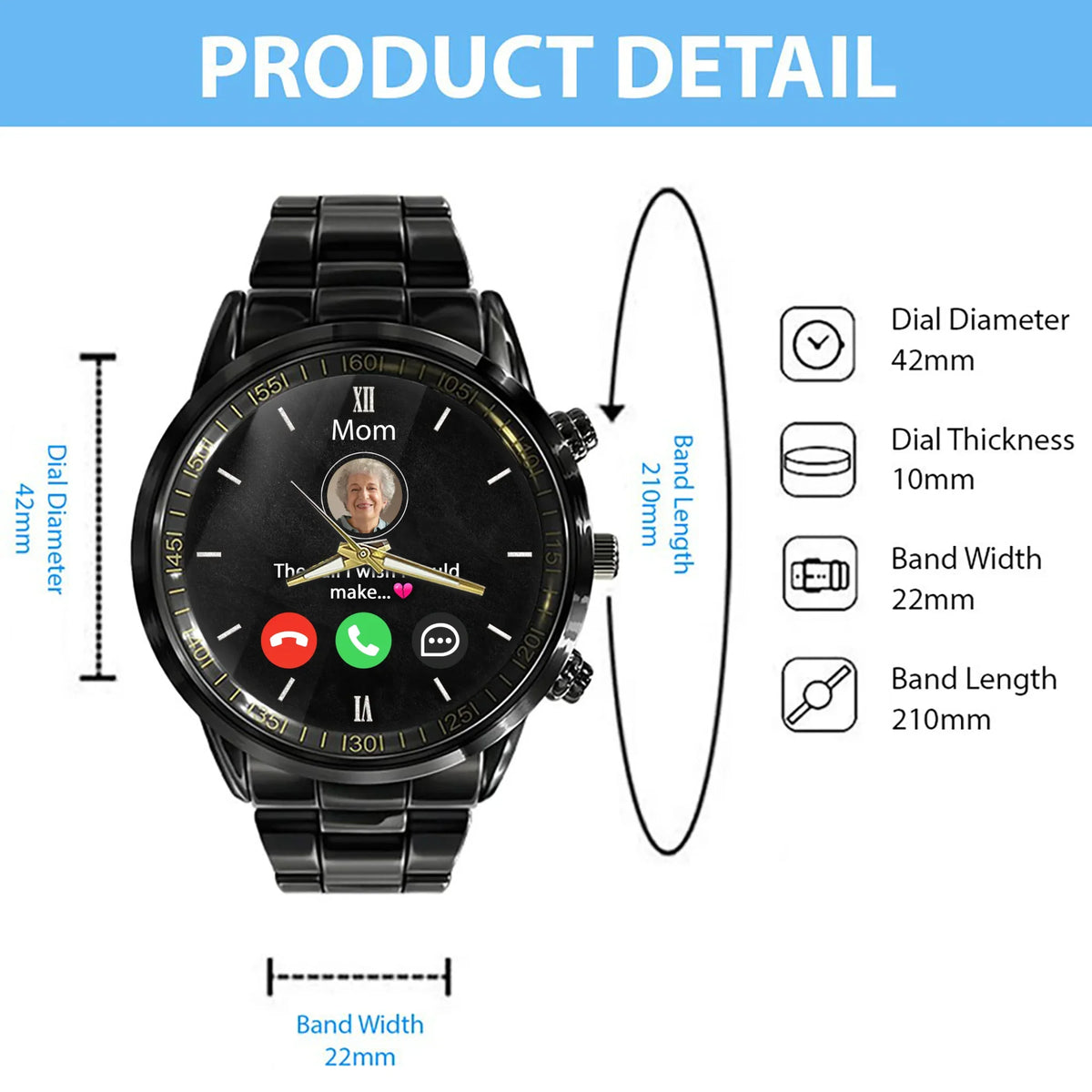 Personalized Memorial Watch - Upload Photo - Memorial Gift For Family Member - The Call I Wish I Could Make