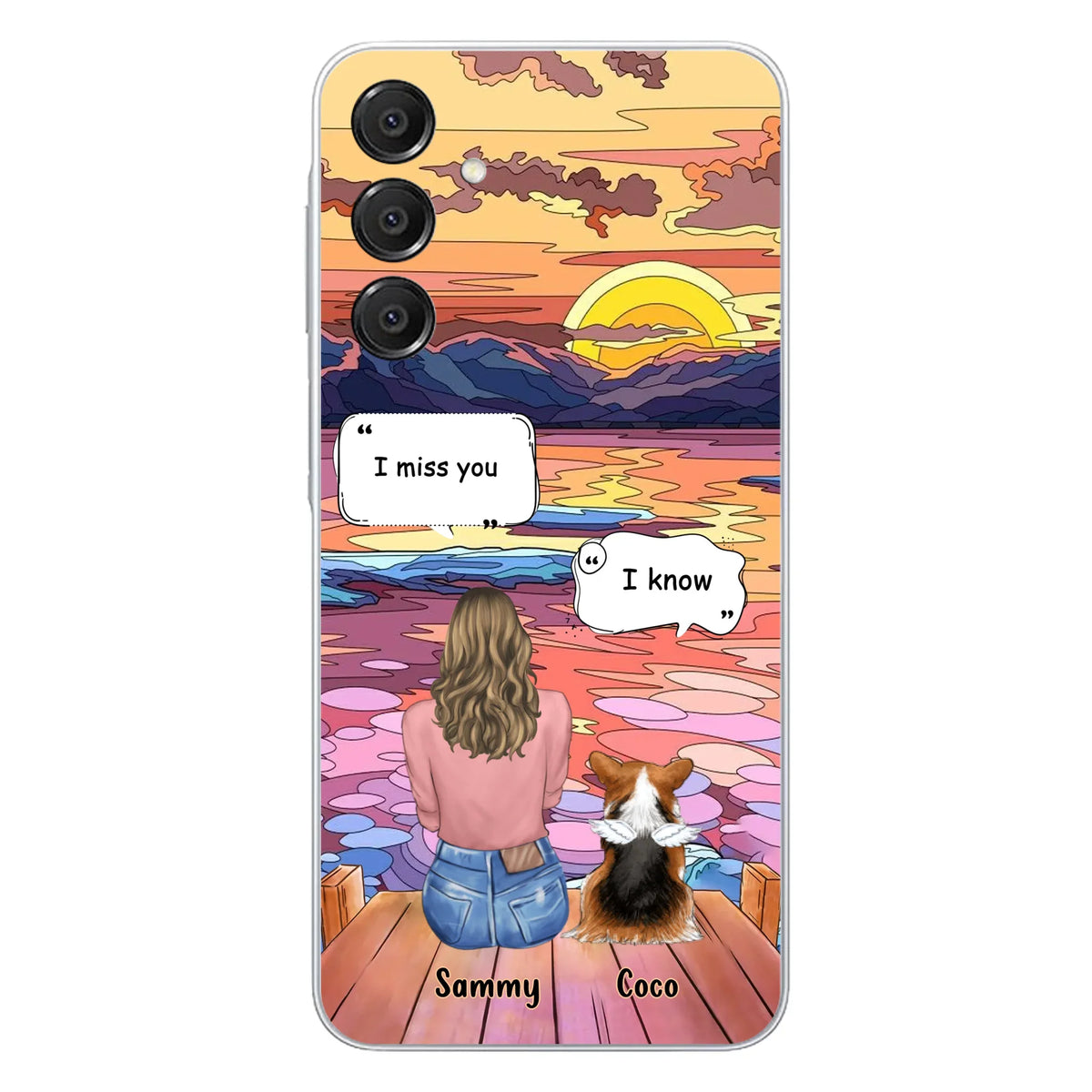 Custom Personalized Memorial Pet Phone Case - Upto 3 Pets - Memorial Gift Idea For Dog/Cat/Rabbits Owners - Case for iPhone/Samsung - I Miss You