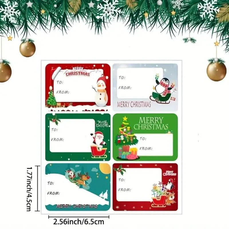 90-Pieces: Christmas Sticker Tags - Self-Adhesive with Christmas Name Tag