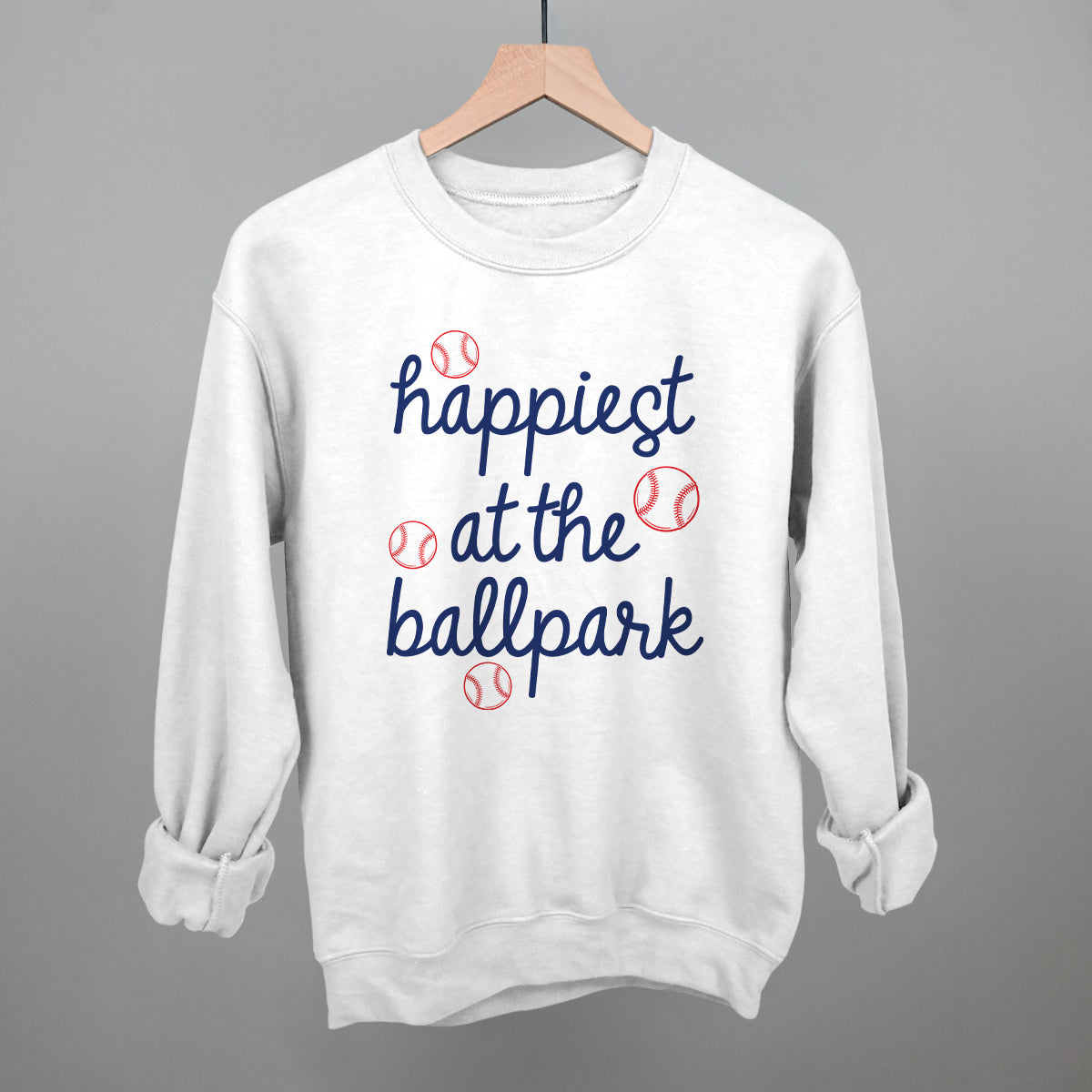Happiest At The Ballpark Navy Script