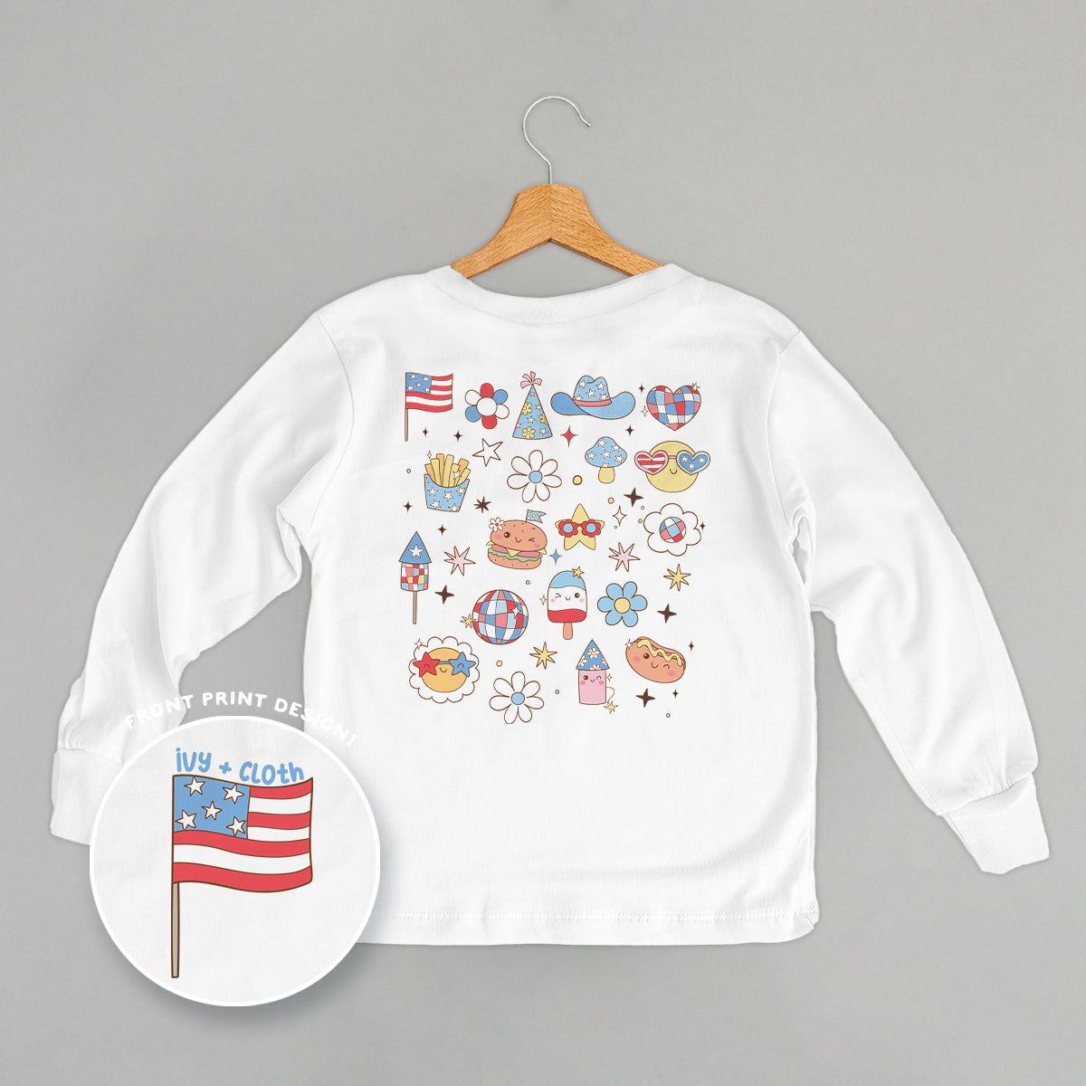 Patriotic Retro Doodles (Kids Back Print)