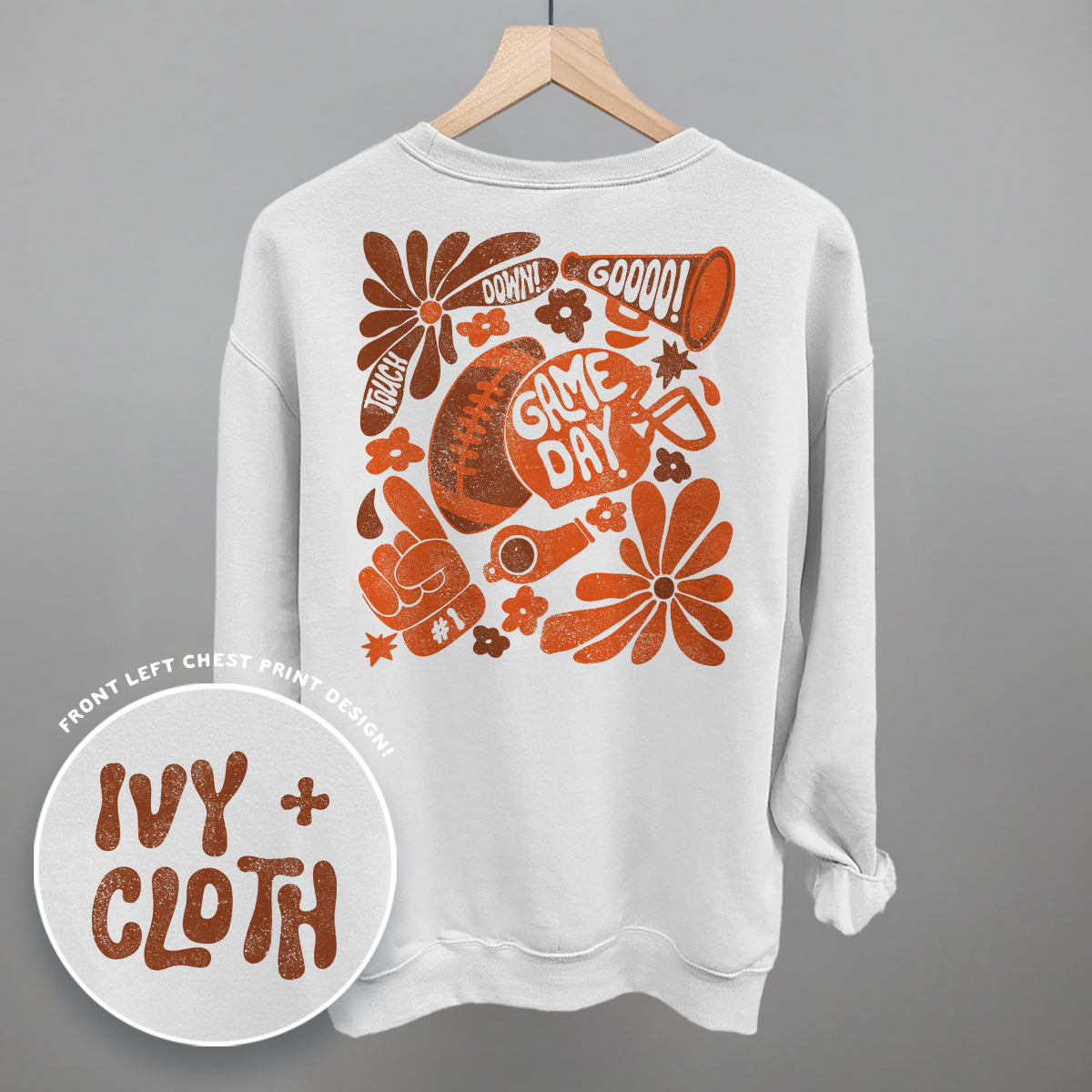 Floral Game Day Orange (Back Print)