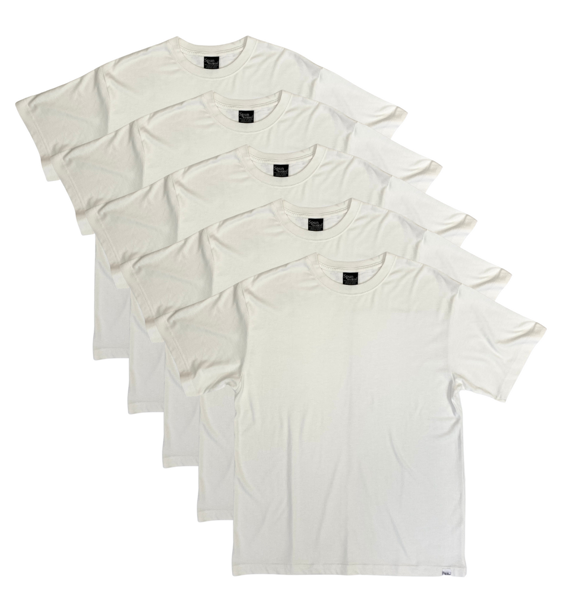 Men's Bamboo Viscose/Organic Cotton Short Sleeve T-Shirt Off White Color - 5-Pack