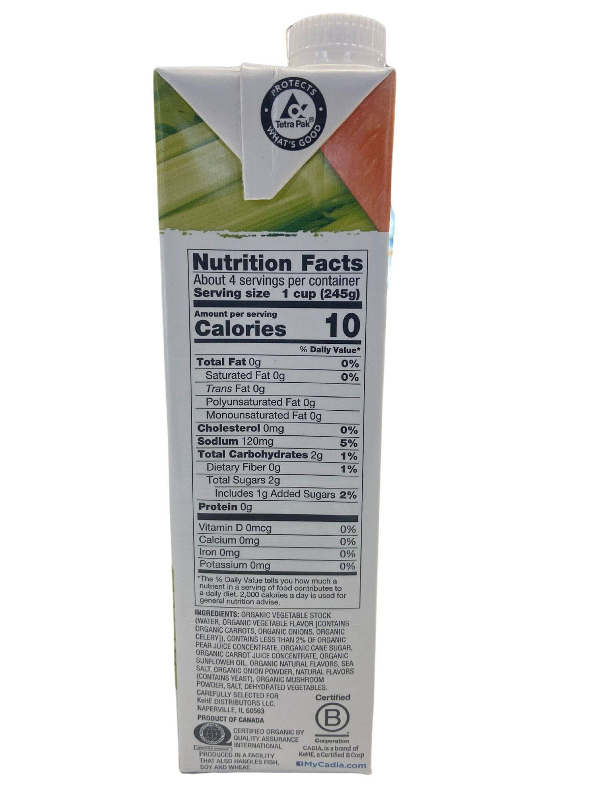 Vegetable Broth, Organic, Low Sodium, Cadia
