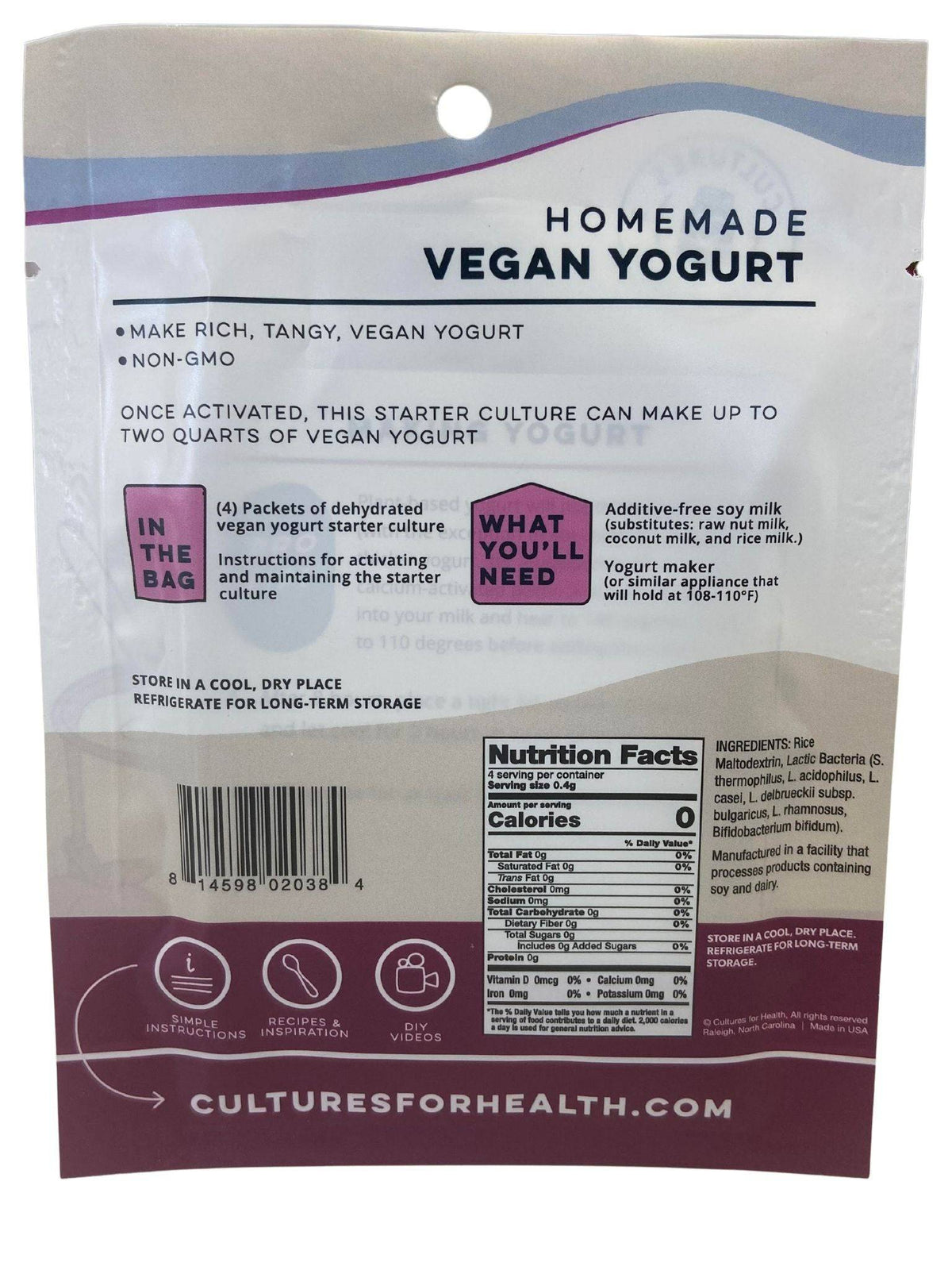 Starter Culture, Yogurt, Vegan