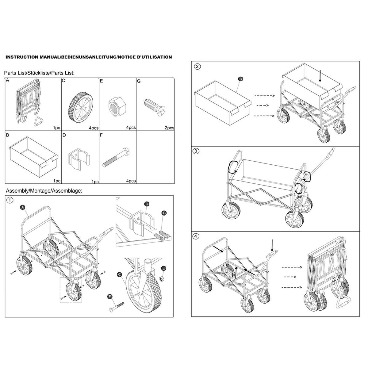 Folding Wagon Garden Shopping Beach Cart