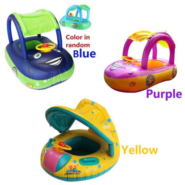 Summer Steering Wheel Sunshade Swim Ring Car Inflatable Baby Float Seat Boat