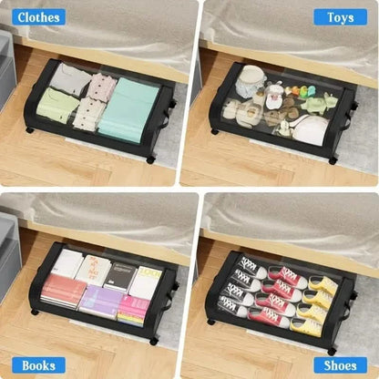 Under-Bed Storage Drawer with Wheels Multipurpose with Clear Window & Label