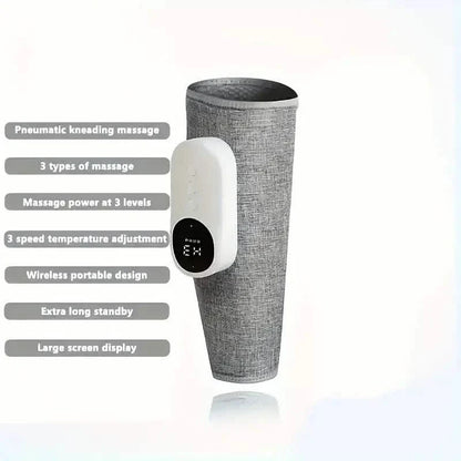 Rechargeable Air Compression Leg Calves Muscle Massager with 3 Intensity Levels and 3 Heat Settings