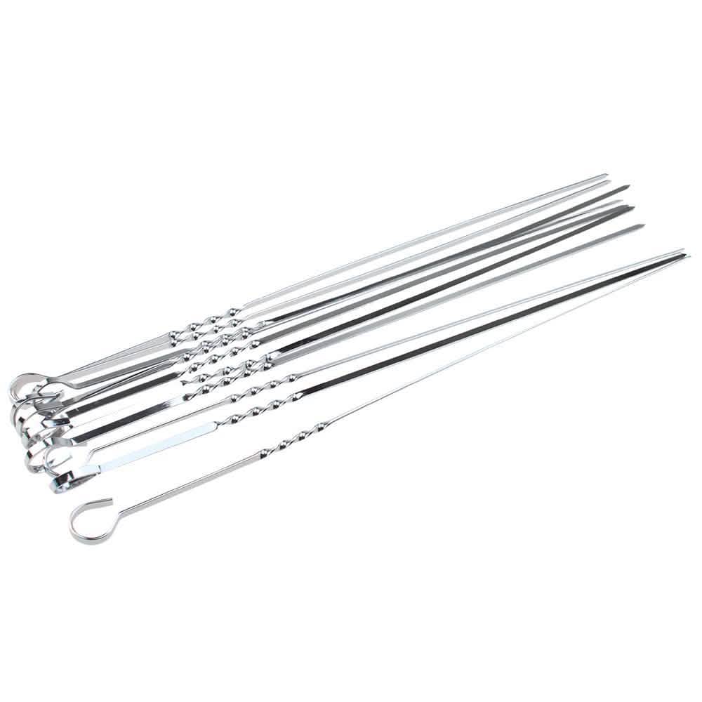 10-Piece: 15 Inches Stainless Steel Kabob Skewers