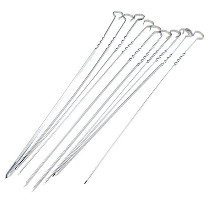 10-Piece: 15 Inches Stainless Steel Kabob Skewers