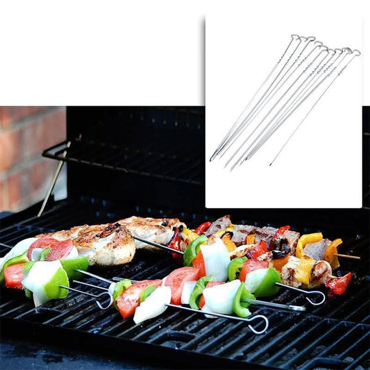 10-Piece: 15 Inches Stainless Steel Kabob Skewers