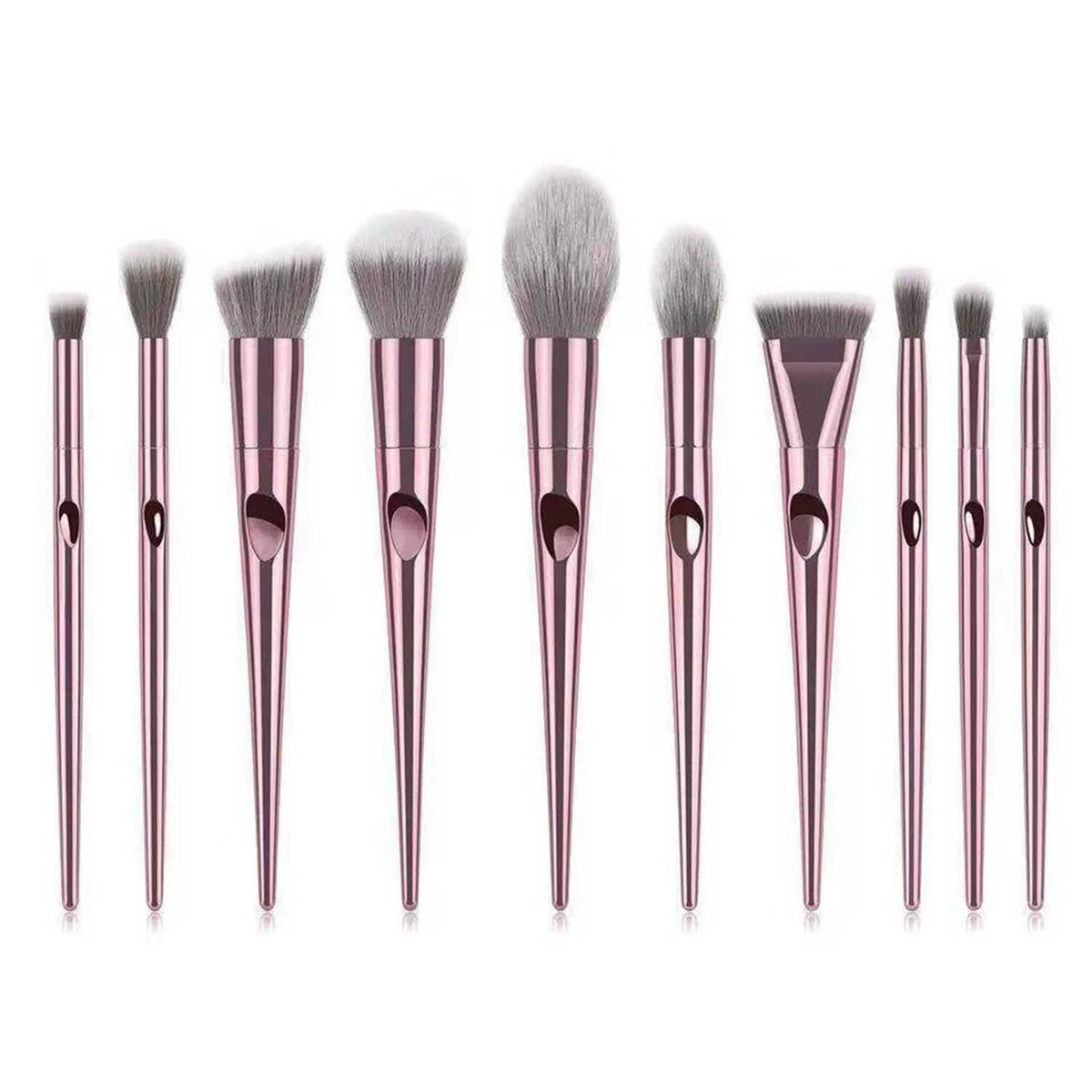 10-Piece: Metallic Premium Cosmetic Makeup Brushes Set