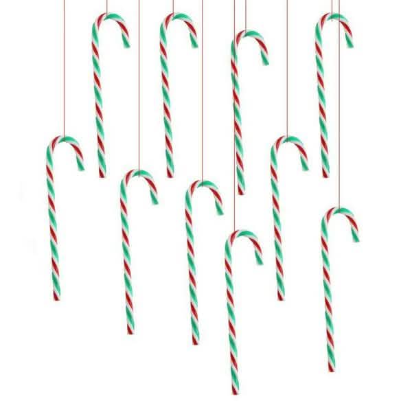 10-Piece: Plastic Candy Cane Ornaments